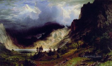 Tormenta en las Montañas Rocosas Albert Bierstadt Pinturas al óleo